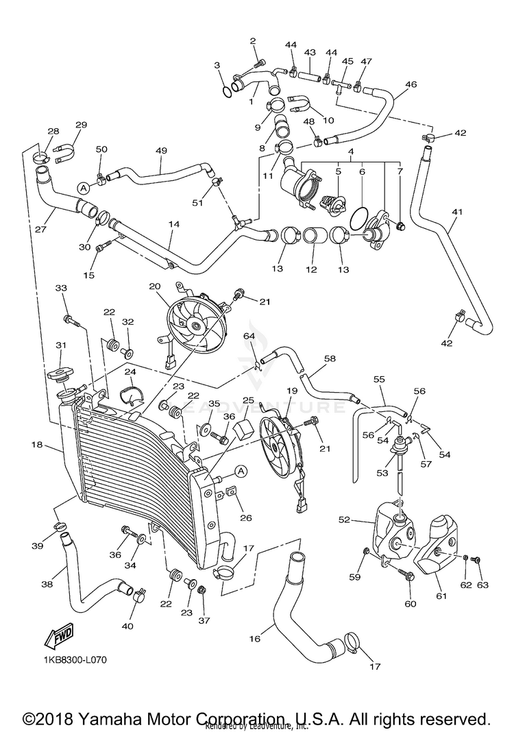 Radiator Hose YZFR1 - YZFR1DCG - 2013 Schematic