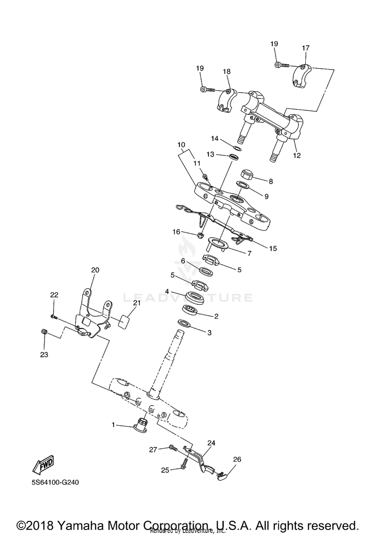 Steering V STAR 1300 TOURER - XVS13CTXB - 2008 Schematic