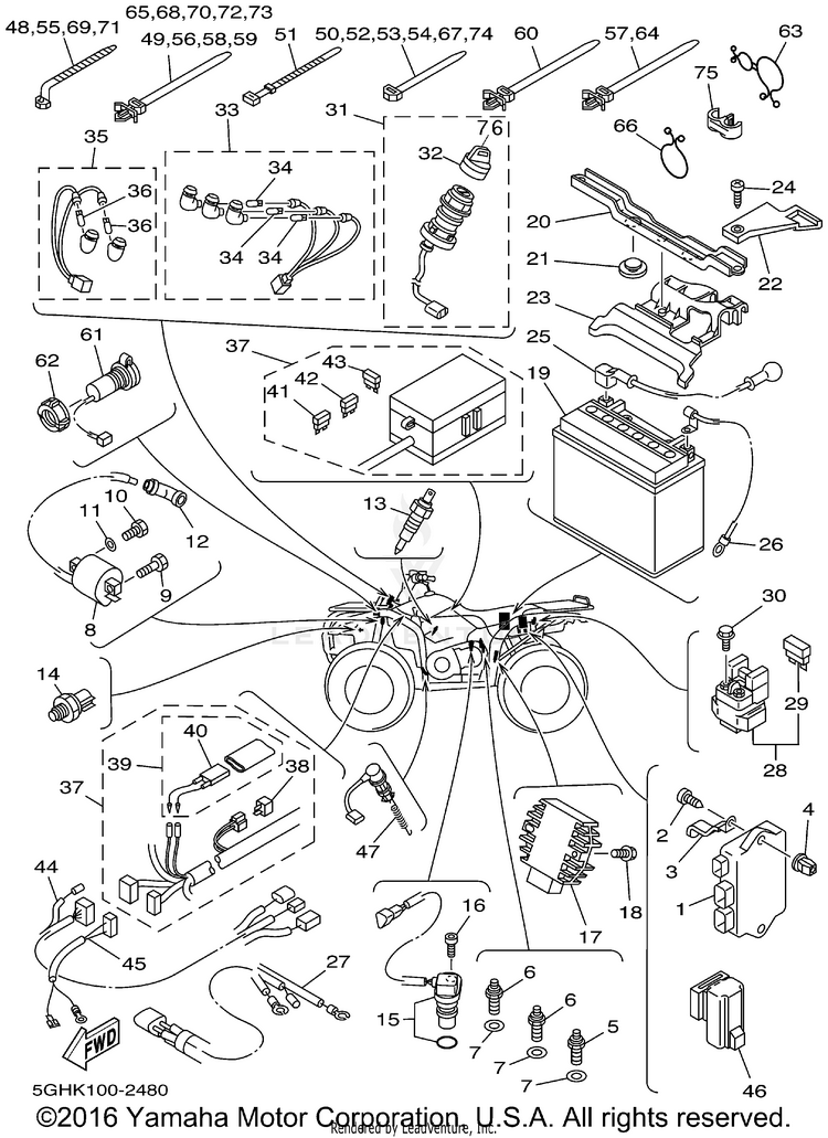 Electrical 1 KODIAK 4WD - YFM400FAP - 2002 Schematic