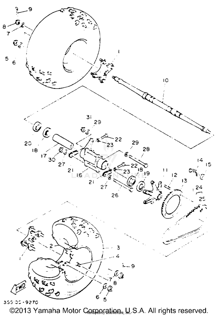 Rear Wheel BANSHEE - YFZ350E_MN - 1993 Schematic