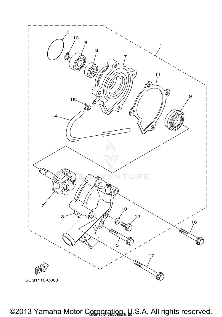 Water Pump RHINO 660 (Pastel Deep Green) - YXR66FAS - 2004 Schematic