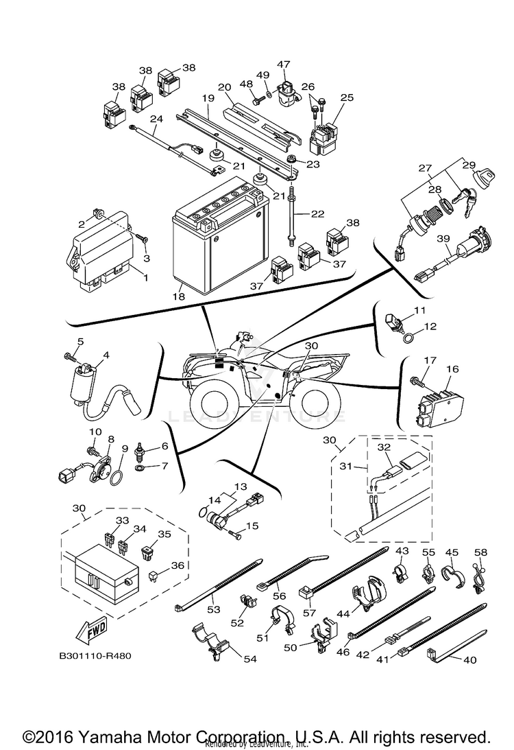 Electrical 1 GRIZZLY 4WD - YFM70GDXGG - 2016 Schematic
