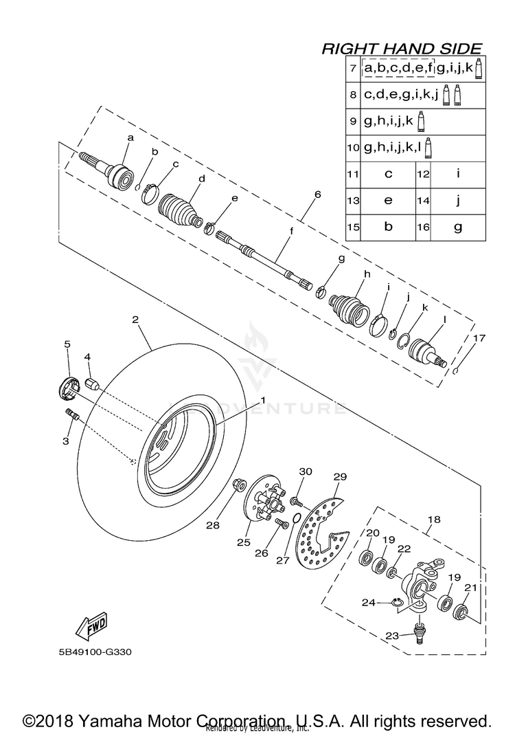 Front Wheel 2 700 SPORT EDITION 1R - YXR7FSPD - 2013 Schematic