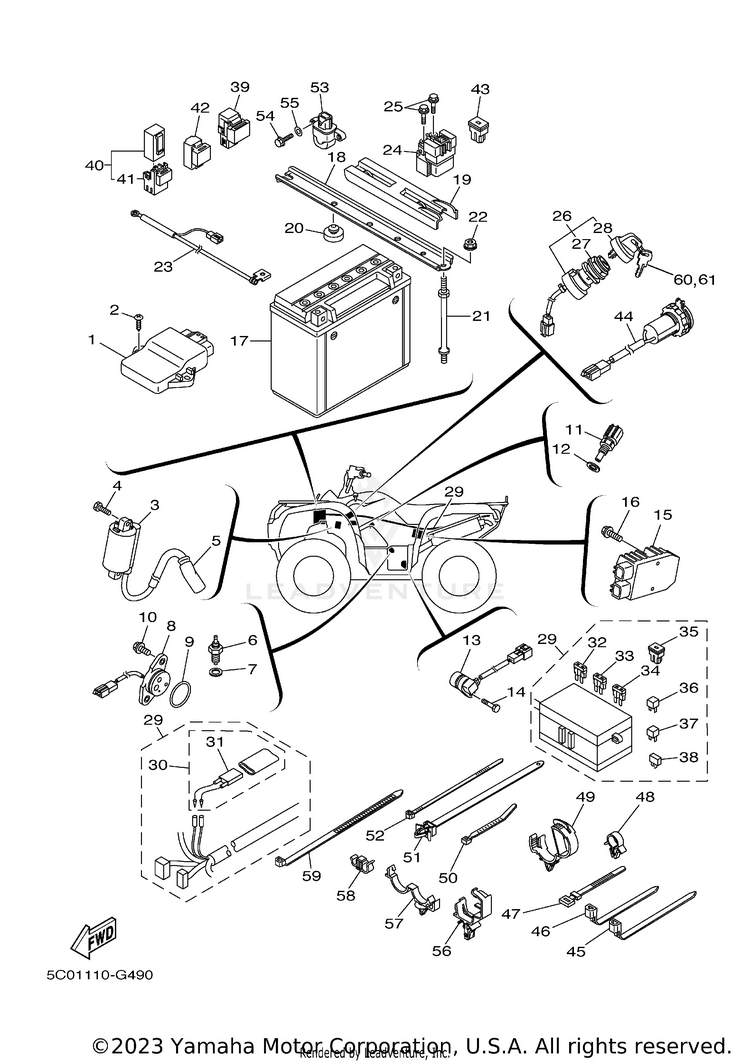 Electrical 1 GRIZZLY FI 700 HUNTER - YFM7FGHX - 2008 Schematic