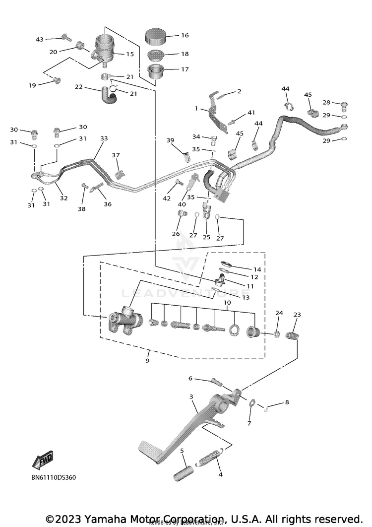 Rear Master Cylinder YZFR6 - YZFR6L1CB - 2020 Schematic