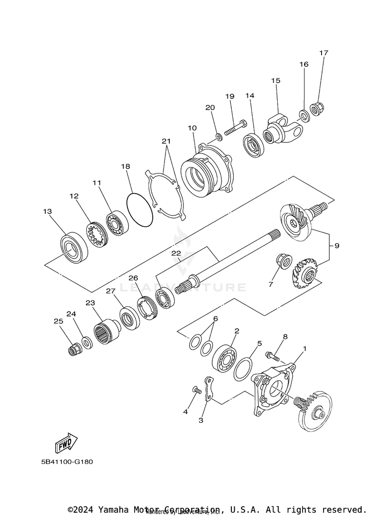 Middle Drive Gear RHINO 700 FI SPORT E - YXR7FSP2Y - 2009 Schematic
