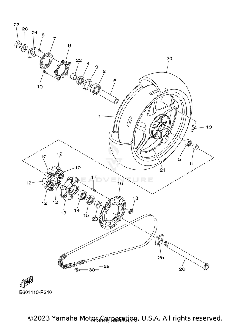 Rear Wheel YZFR1S - YZFR1SGCGY - 2016 Schematic