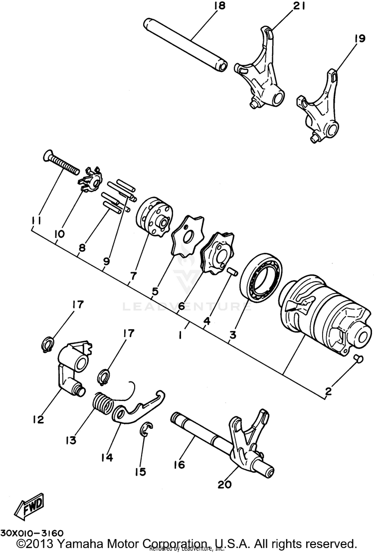 Shift Cam - Shift Fork Schematic