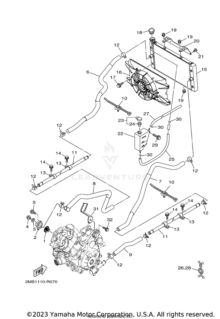 Radiator Hose WOLVERINE - YXE70WDBHG - 2017 Schematic