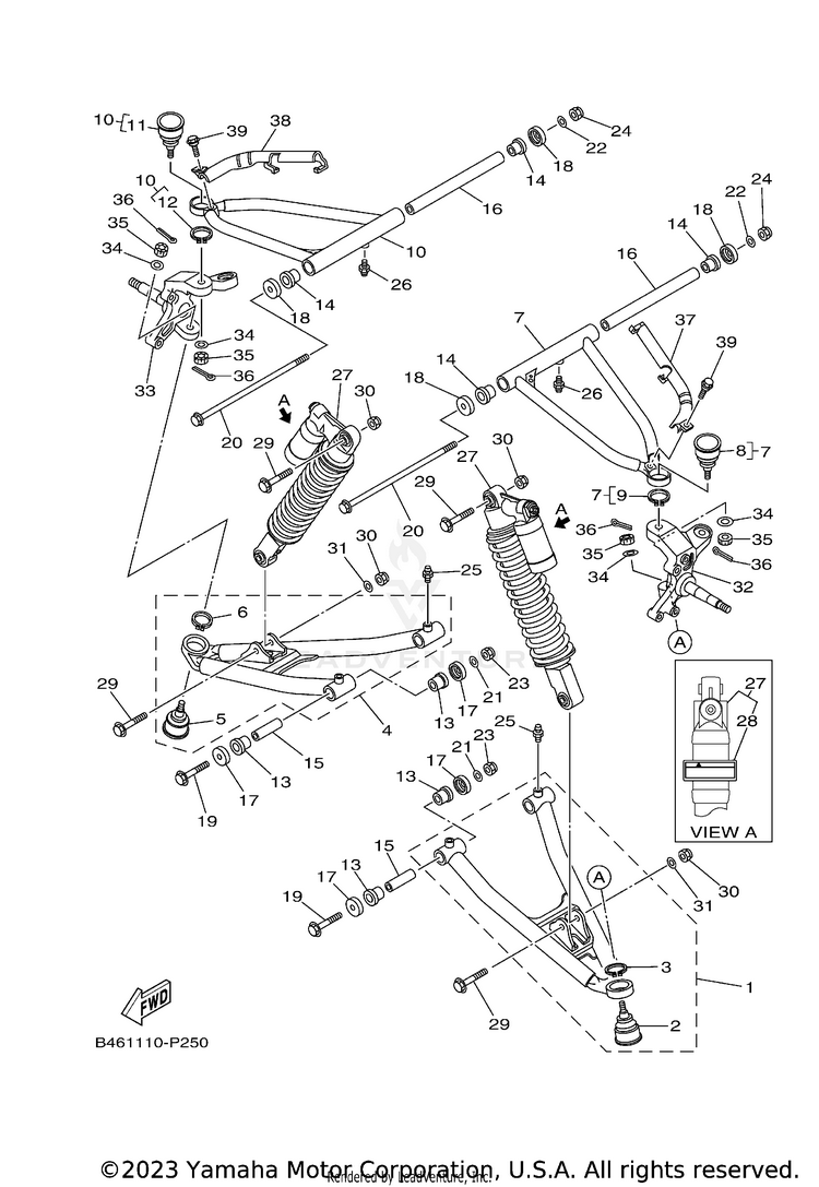 Front Suspension & Wheel RAPTOR 700R SE CAL - YFM70RCCRB - 2024 Schematic