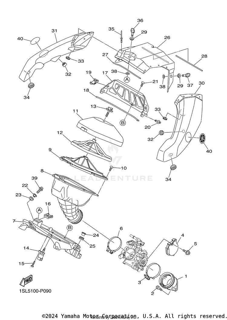 Intake YZ450F - YZ450FFL - 2015 Schematic