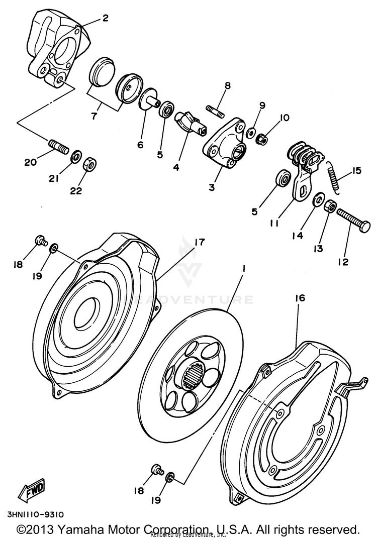 Rear Brake Caliper BIG BEAR 4WD (ME & NH Only) - YFM350FWF_MNH - 1994 Schematic
