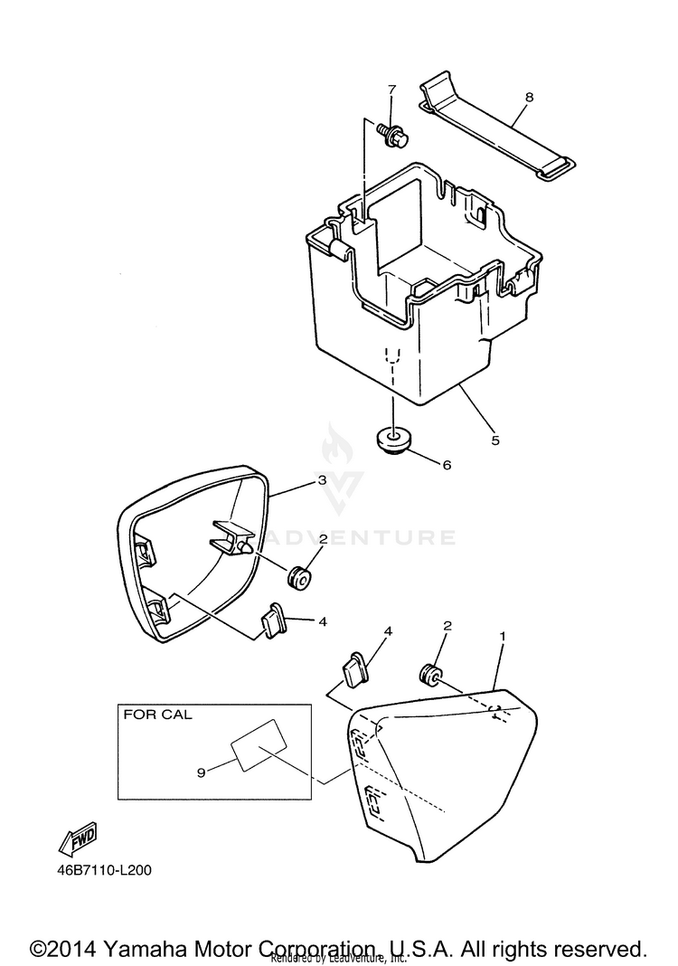 Side Cover V STAR 250 - XV250FCB - 2015 Schematic