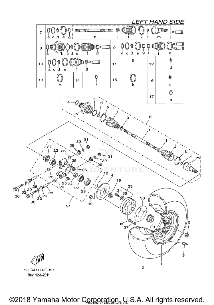 Rear Wheel RHINO 450 4WD - YXR45FAVGR - 2006 Schematic