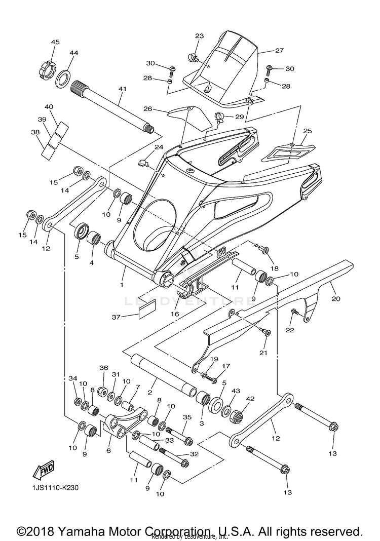 Rear Arm YZFR6 - YZFR6ACB - 2011 Schematic