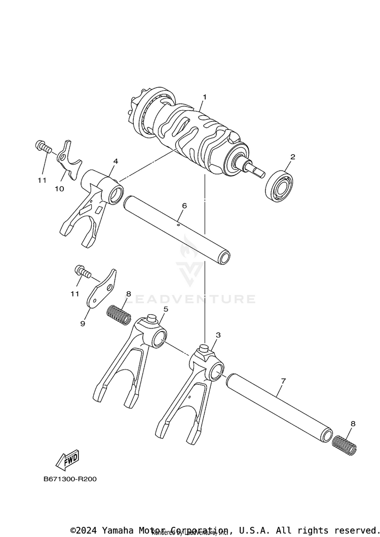 Shift Cam & Fork Schematic
