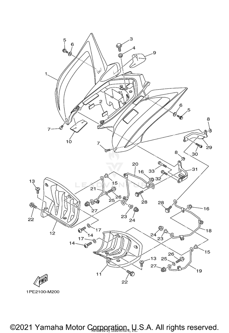 Rear Fender RAPTOR 700R SPECIAL - YFM70RCCMW - 2021 Schematic