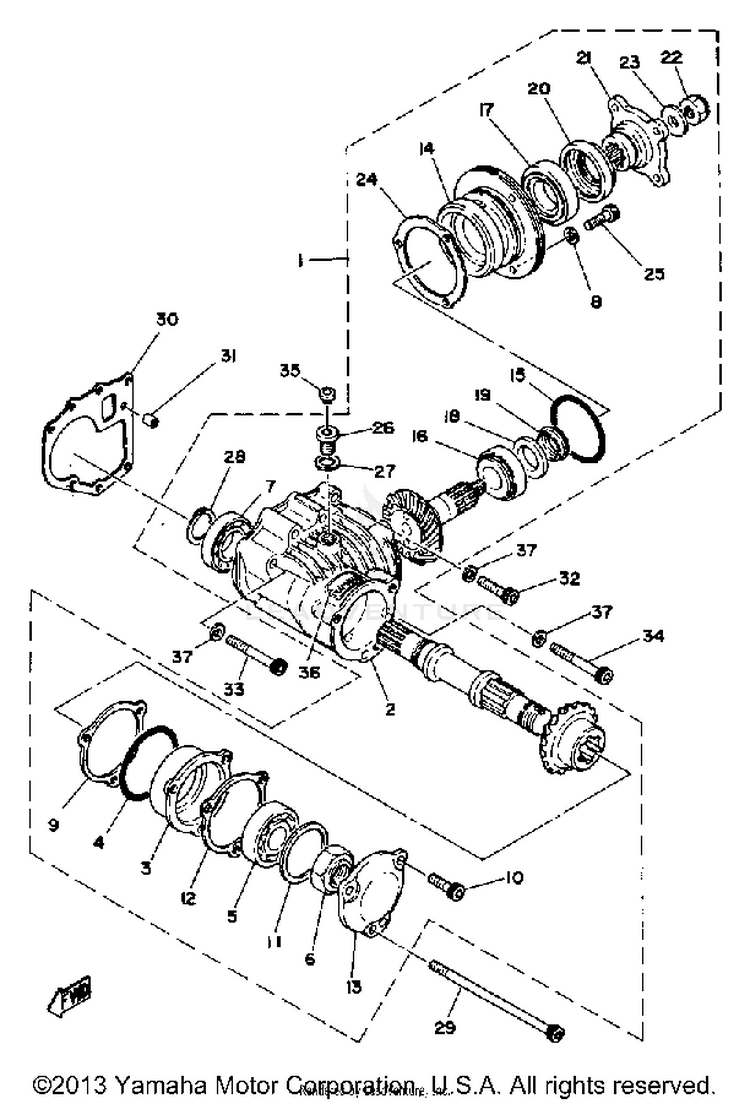 Middle Drive Gear XS1100LG - 1980 Schematic