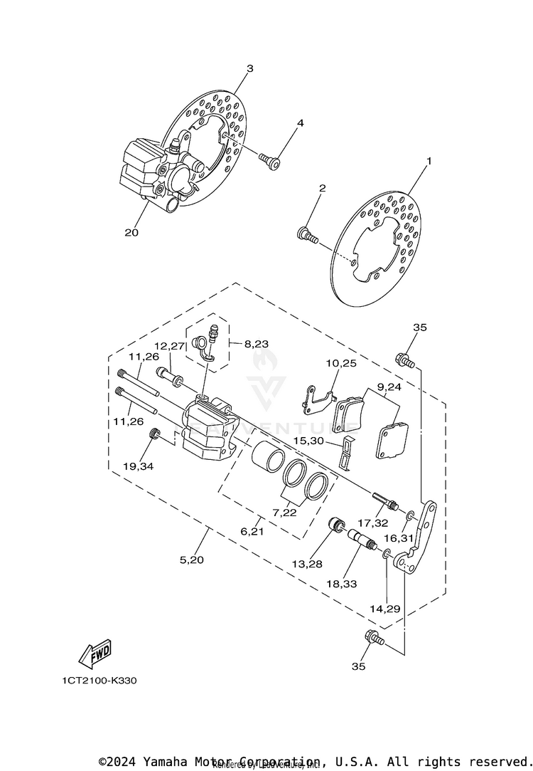 Front Brake Caliper GRIZZLEY 450 HUNTING - YFM450DAEH - 2014 Schematic