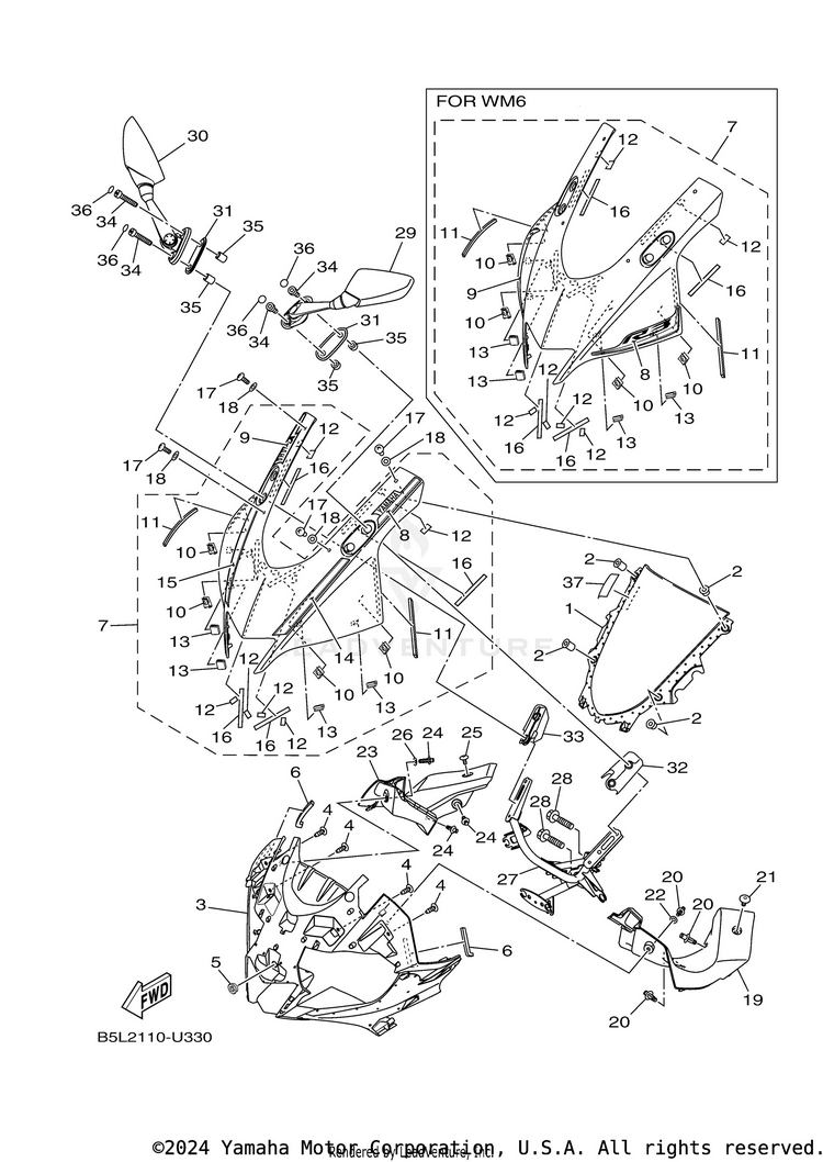 Windshield YZFR3 ABS - YZFR3AKB - 2019 Schematic