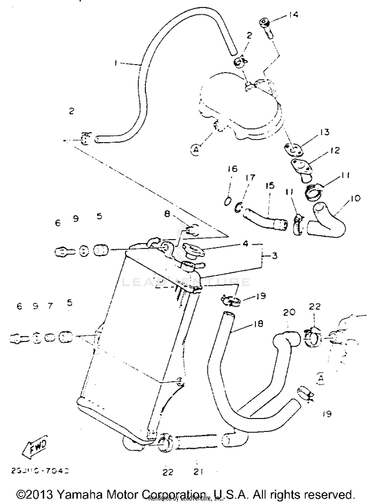 Radiator - Hose BANSHEE - YFZ350E_MN - 1993 Schematic