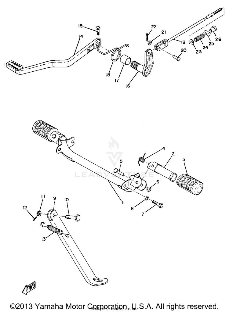 Stand, Footrest & Rear Brake Pedal Schematic