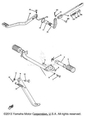 Stand, Footrest & Rear Brake Pedal Schematic