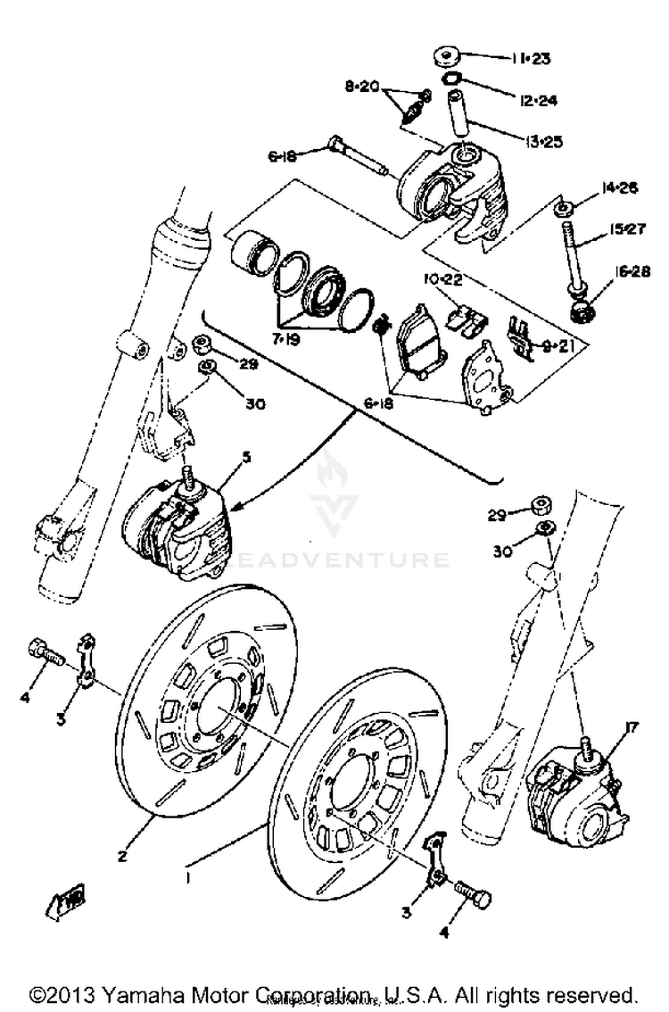 Front Brake Caliper XS1100SG - 1980 Schematic