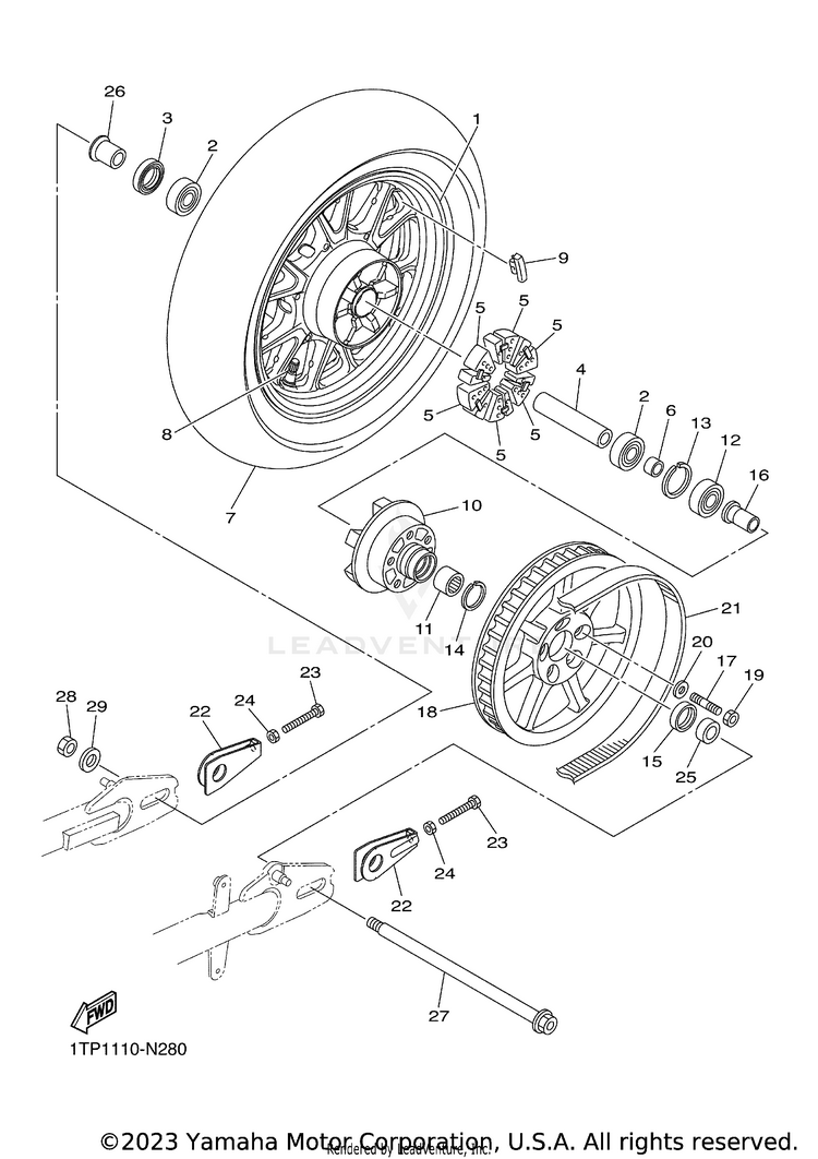 Rear Wheel BOLT R SPEC CA - XVS95CFCB - 2015 Schematic