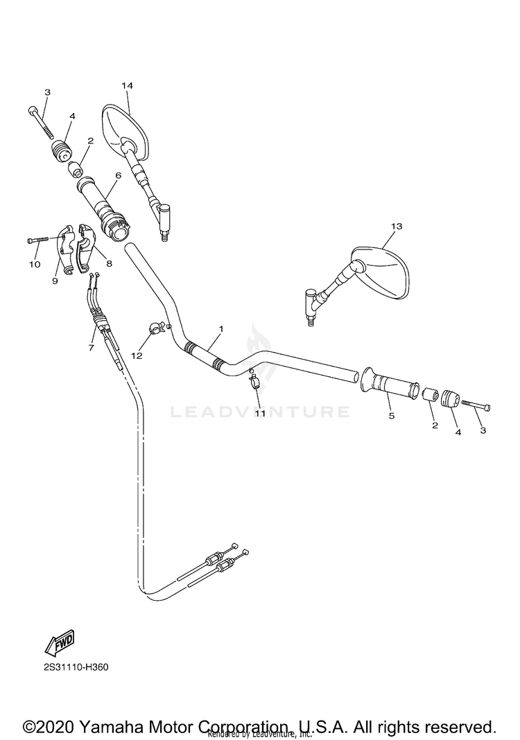 Steering Handle & Cable Schematic