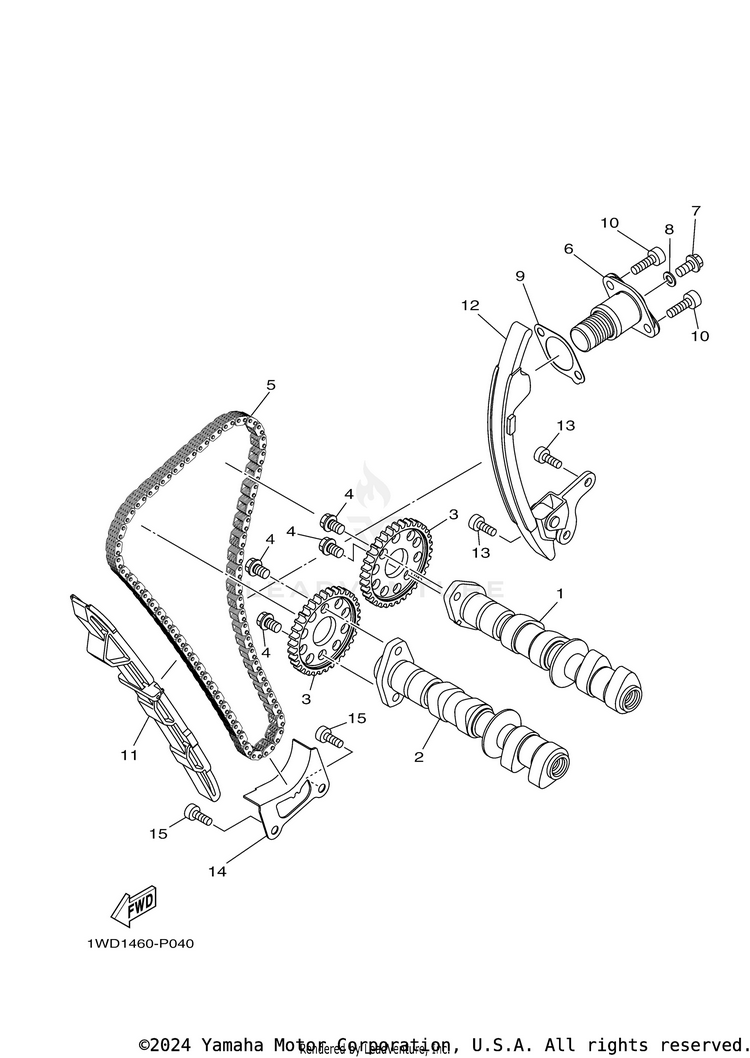 Camshaft & Chain YZFR3 - YZFR3LL - 2020 Schematic