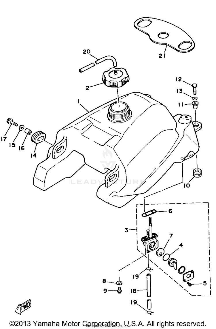Fuel Tank BIG BEAR 4WD - YFM350FWB - 1991 Schematic