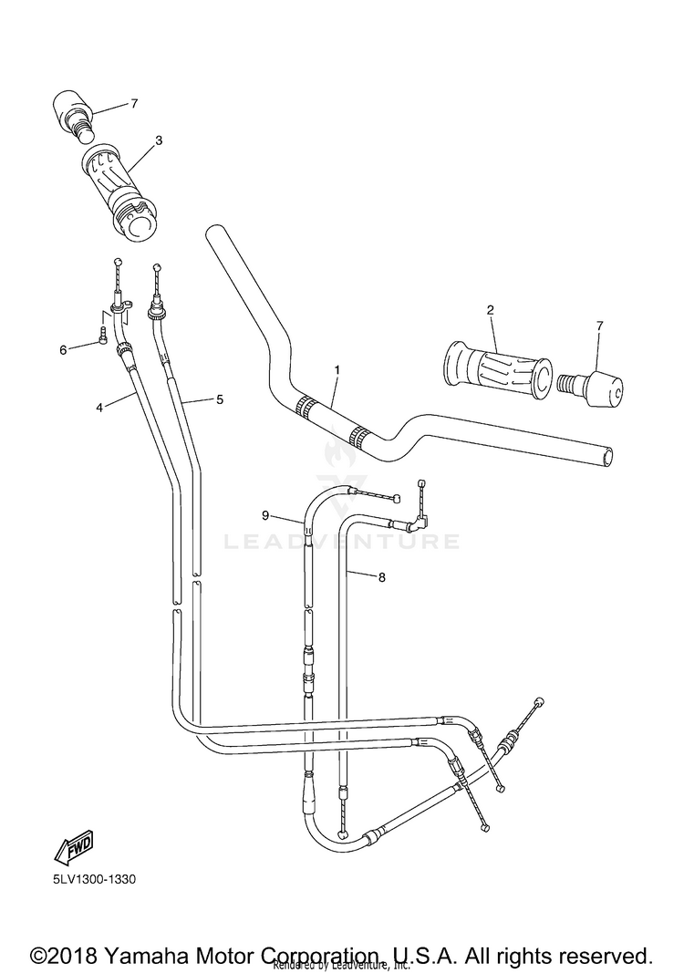 Steering Handle Cable FZ1 - FZS1TC - 2005 Schematic