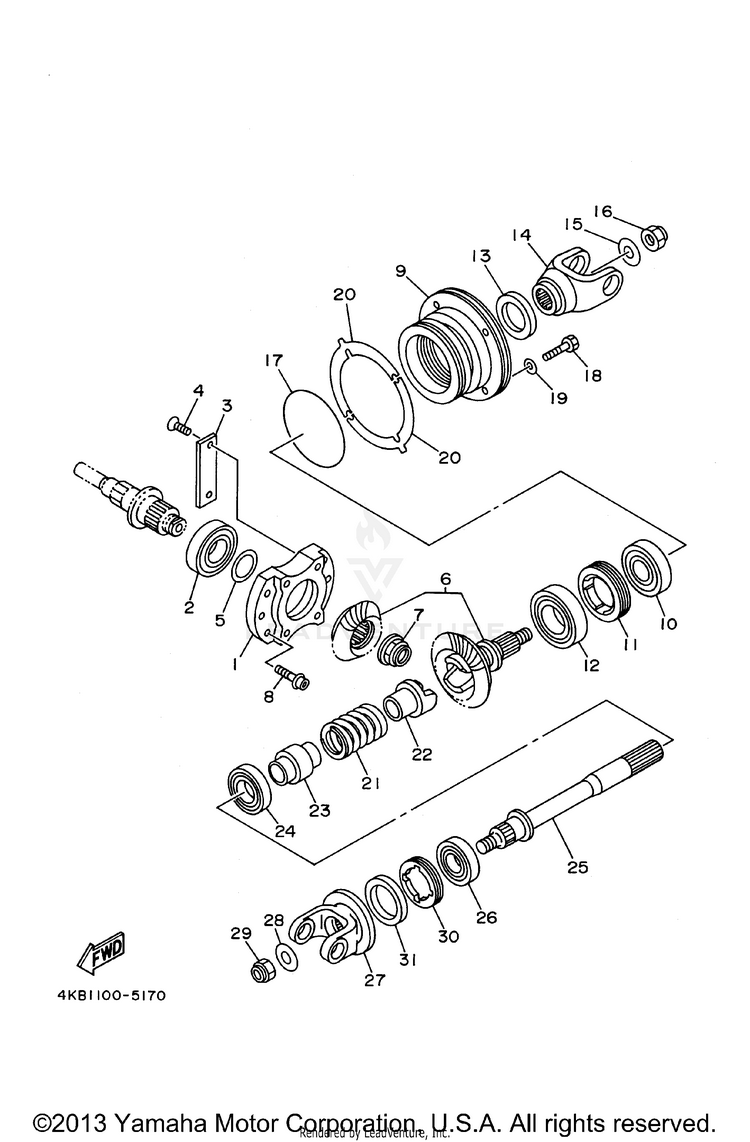 Middle Drive Gear WOLVERINE 4WD - YFM350FXH - 1996 Schematic