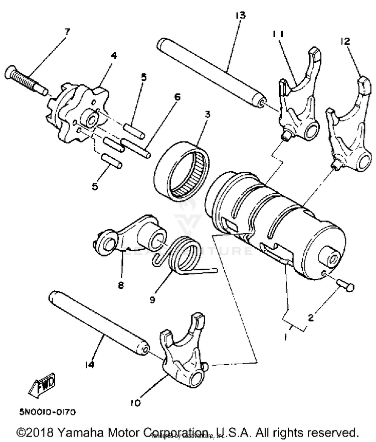 Shift Cam - Fork BIG WHEEL - BW200S - 1986 Schematic