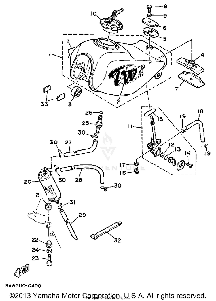 Fuel Tank California Model Only Schematic