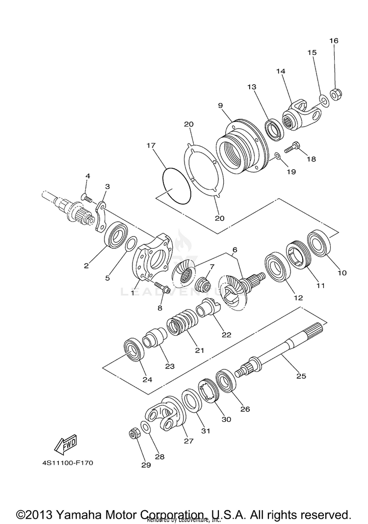 Middle Drive Gear BIG BEAR 400 4WD - YFM40FBYB - 2009 Schematic