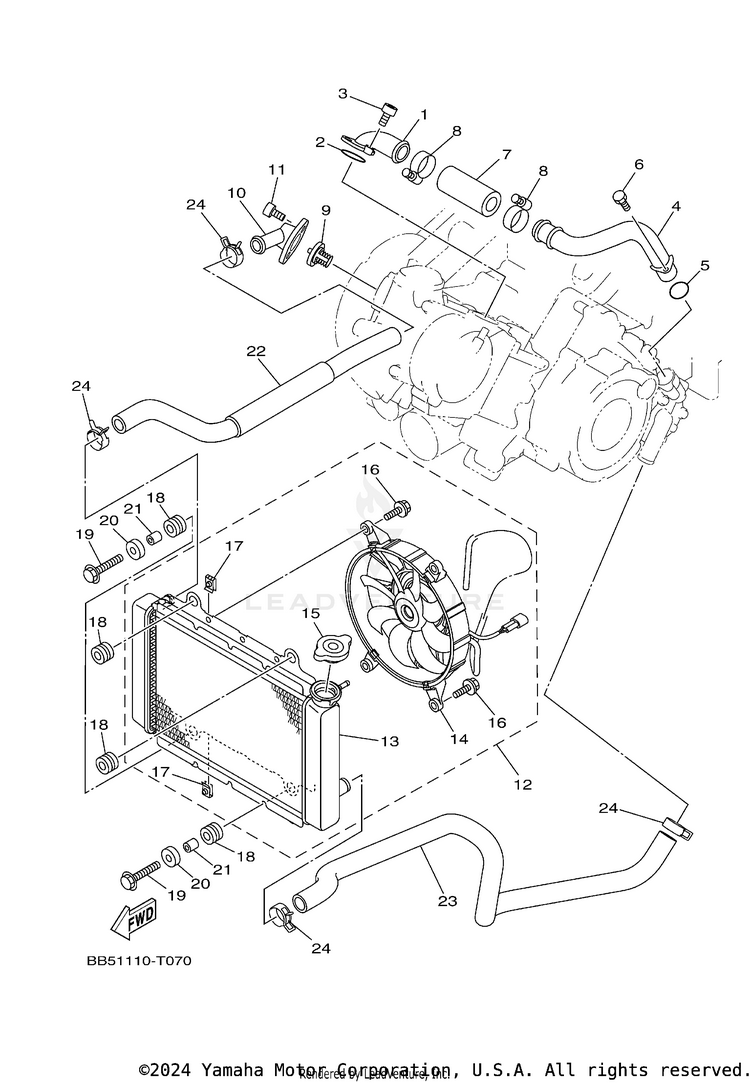 Radiator Hose KODIAK 450 4WD - YFM45KDXJG - 2018 Schematic