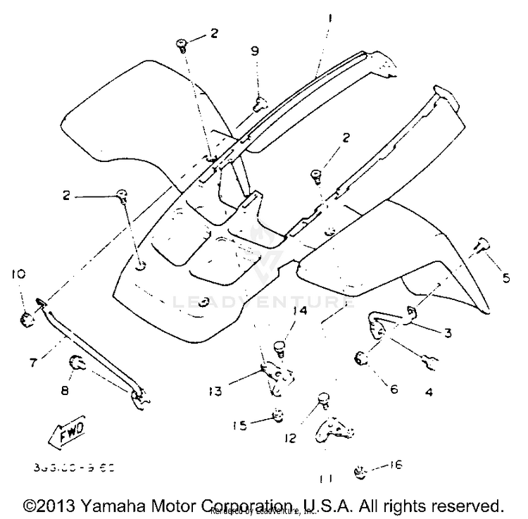 Front Fender BANSHEE - YFZ350E - 1993 Schematic