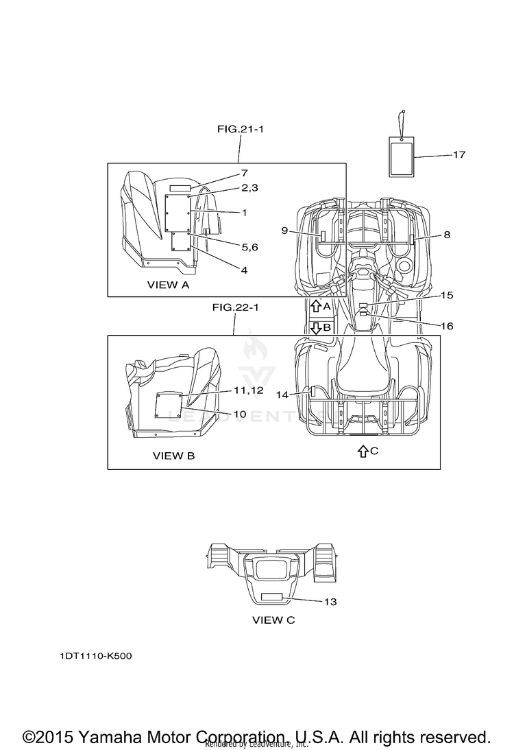 Emblem Label 1 GRIZZLY 700 EPS 4WD - YFM7FGPA - 2011 Schematic