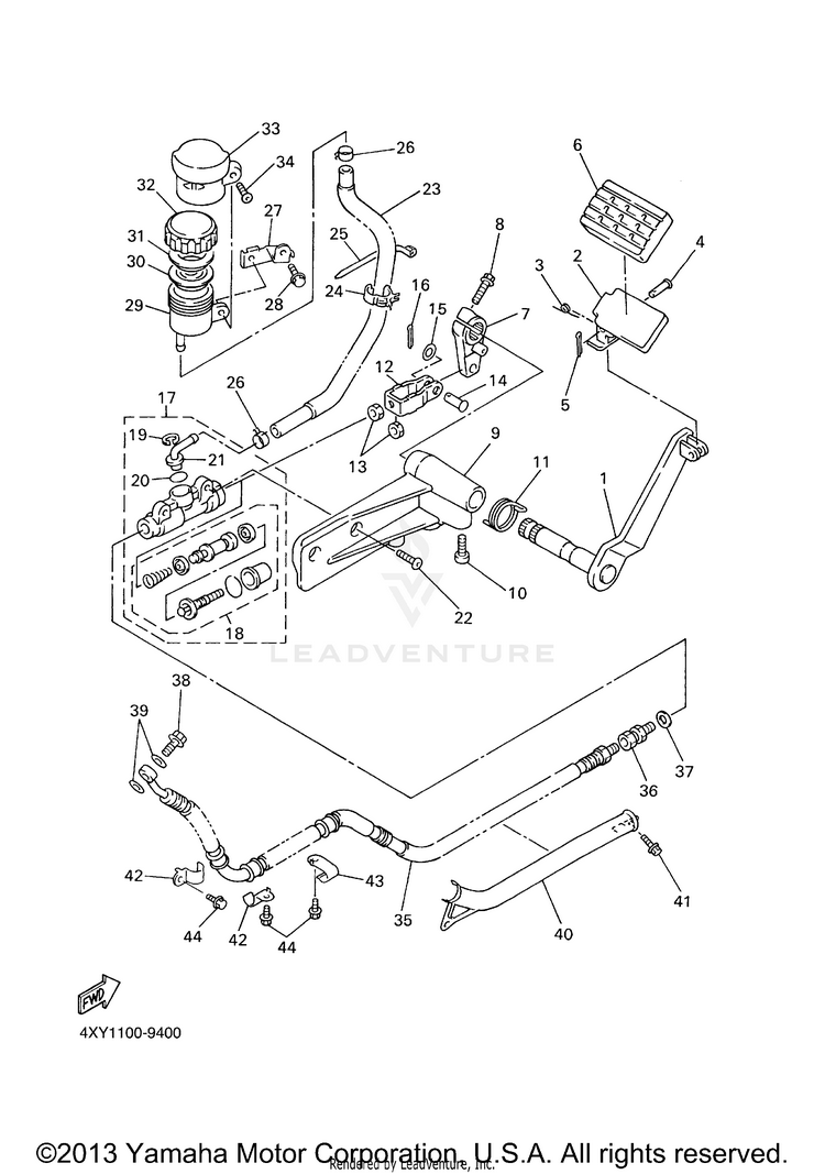 Rear Master Cylinder VENTURE MM LIMITED EDITION (CA Ed.) - XVZ13TFSMC - 2000 Schematic
