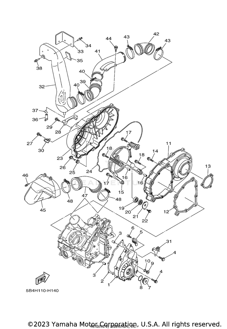 Crankcase Cover 1 RHINO 700 FI  SPECIA - YXR7FSEYB - 2009 Schematic
