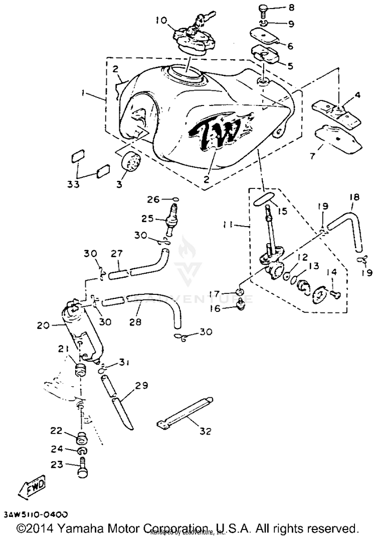 Fuel Tank California Model Only Schematic