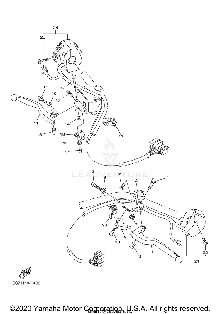 Handle Switch Lever V STAR 950 TOURER - XVS95CTGCB - 2016 Schematic