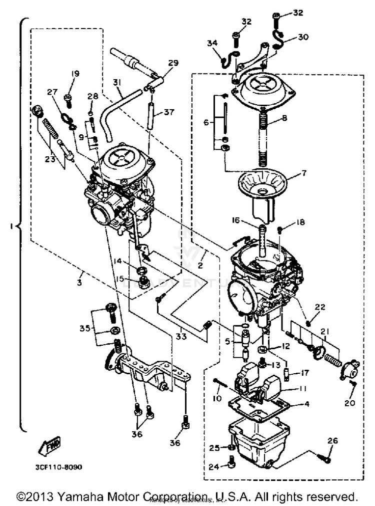 Carburetor Non California Model Schematic