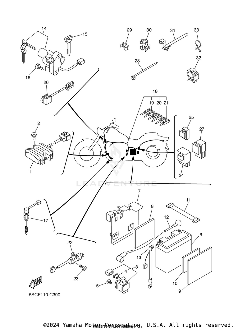 Electrical 1 V STAR 650 SILVERADO - XVS65ATYCB - 2009 Schematic