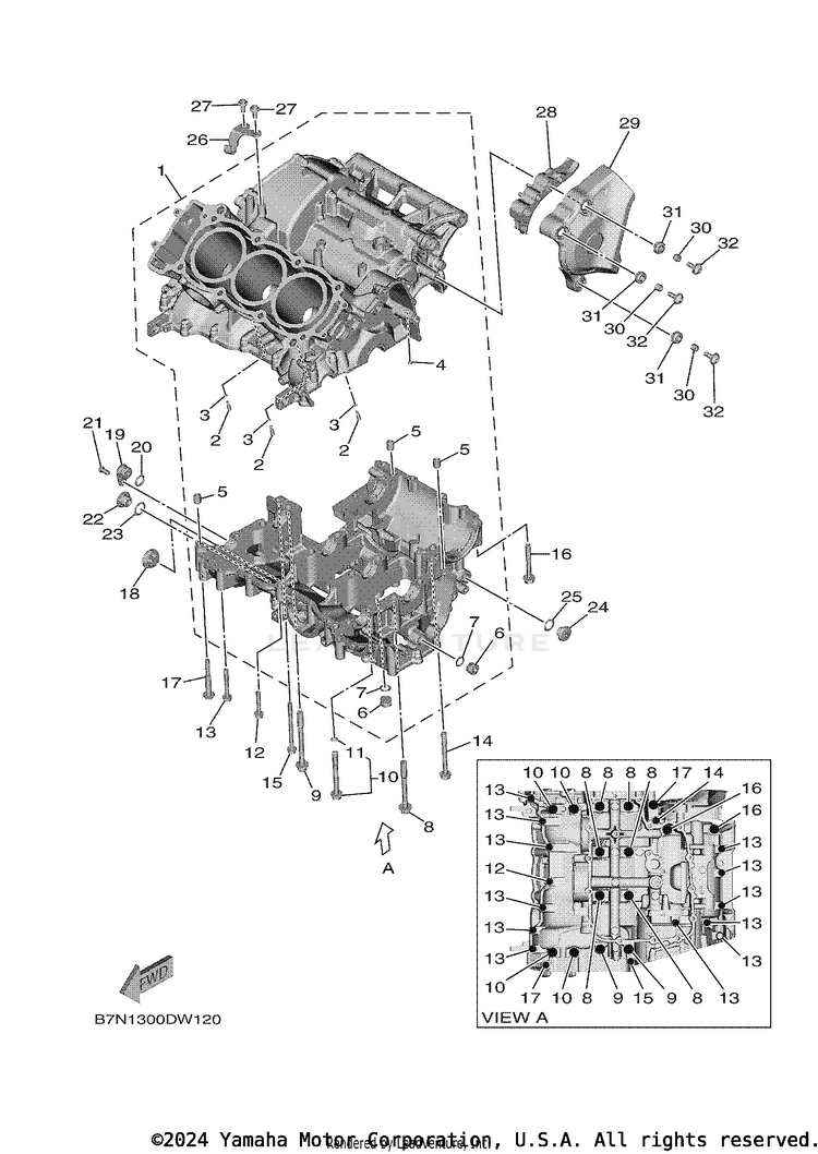 Crankcase TRACER 9 GT - MTT9GTNCR - 2022 Schematic