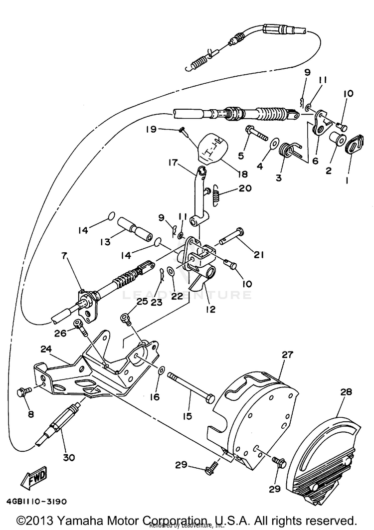 Shifter KODIAK 4WD - YFM400FWF - 1994 Schematic