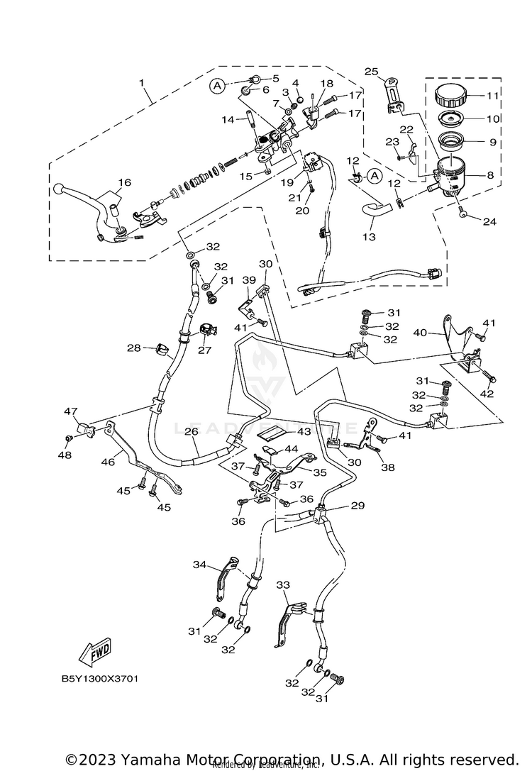 Front Master Cylinder MT10 - MT10NCB - 2022 Schematic
