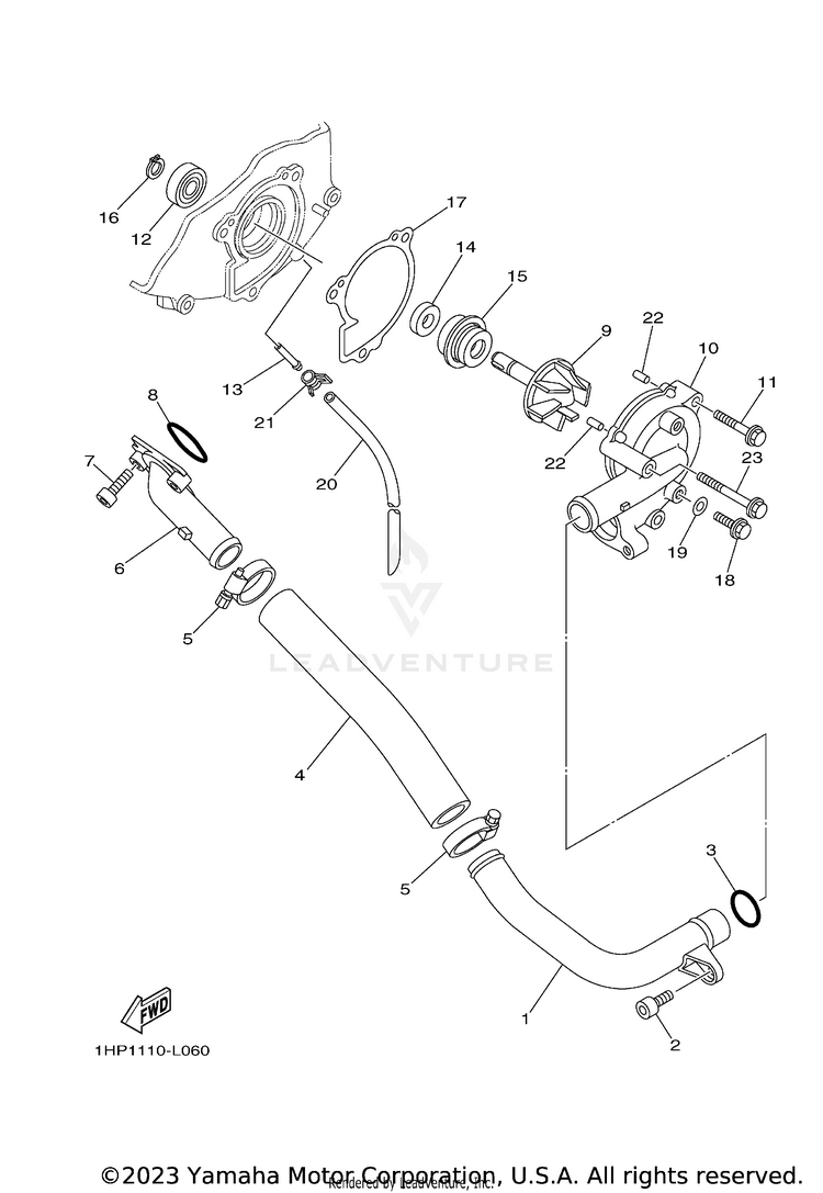 Water Pump KODIAK 700 EPS - YFM70KPAPG - 2023 Schematic